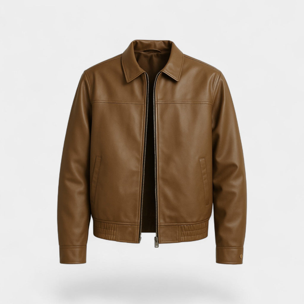 Men's fitted PU leather coat