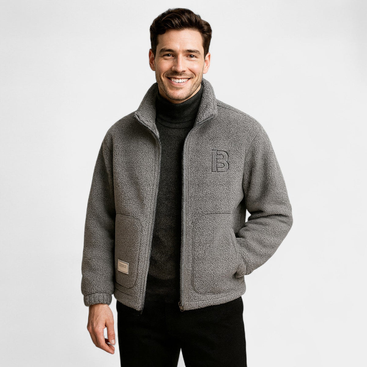 Men's varsity jacket in pure cashmere – refined, warm, timeless silhouette