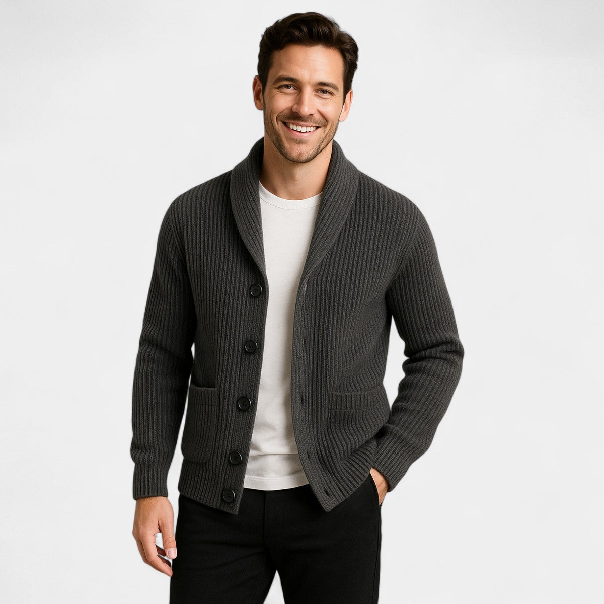 Men's wool buttoned high collar vest – refined, warm, everyday silhouette