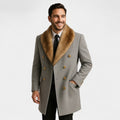 Men's mid-length polo collar wool jacket – refined, fitted, winter silhouette
