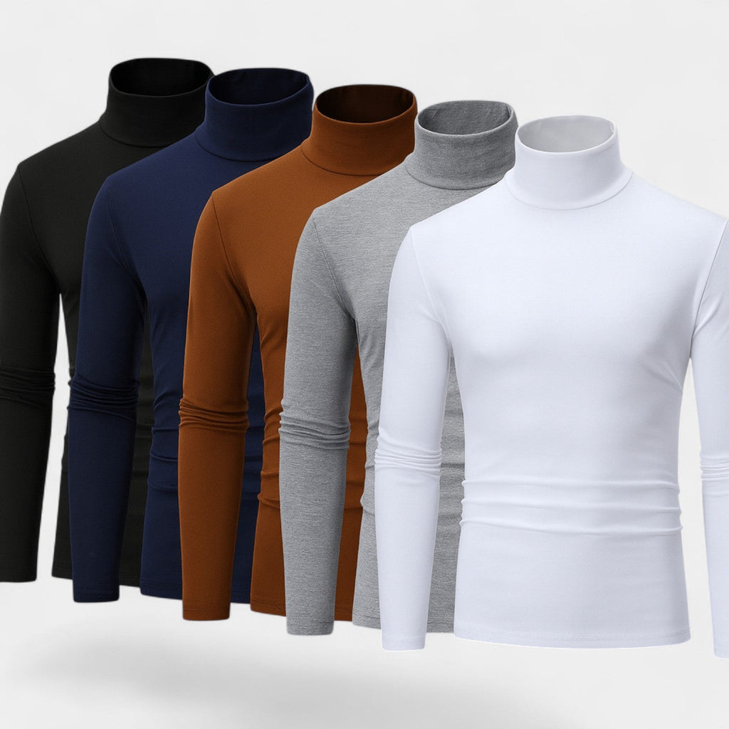 Set of 3 men's slim long sleeve turtleneck sweaters – elegant, refined, everyday essentials