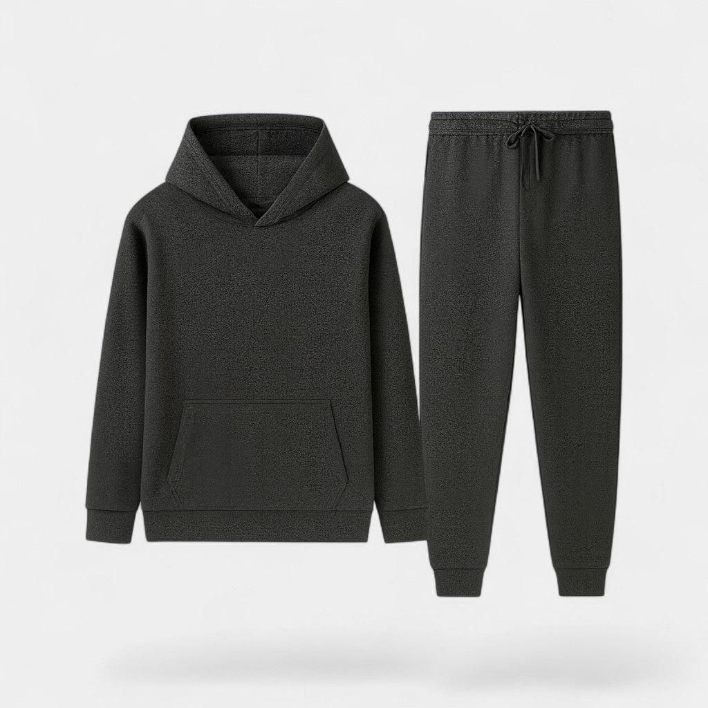 Men's fleece hooded sports set – warm and elegant minimalism