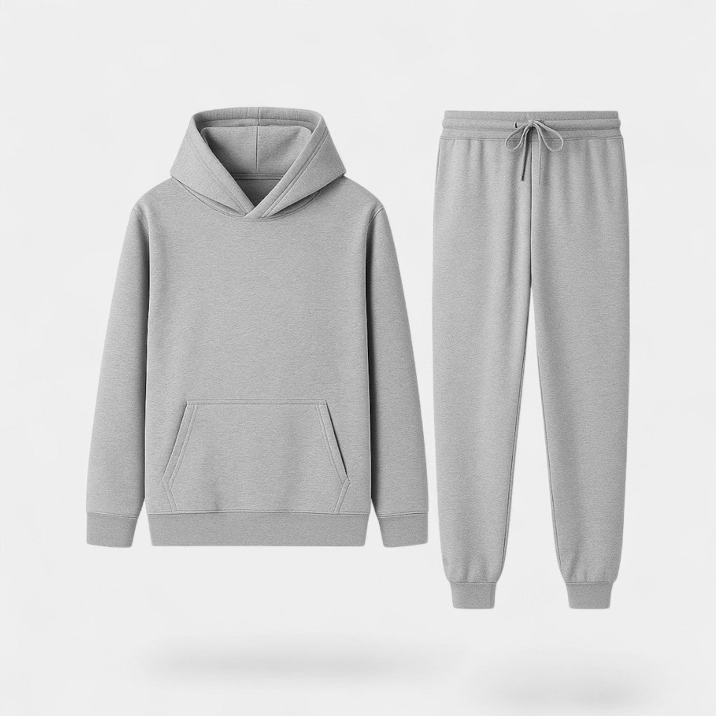 Men's fleece hooded sports set – warm and elegant minimalism