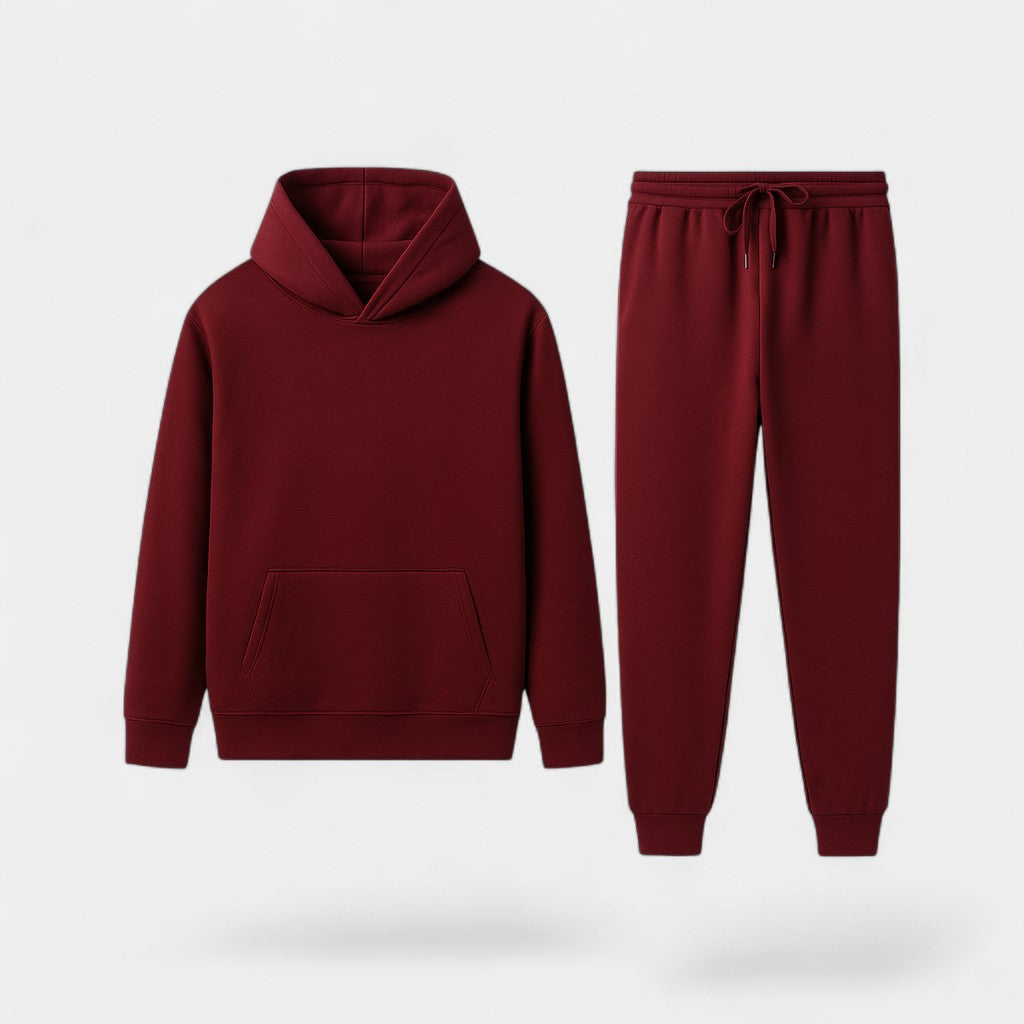 Men's fleece hooded sports set – warm and elegant minimalism
