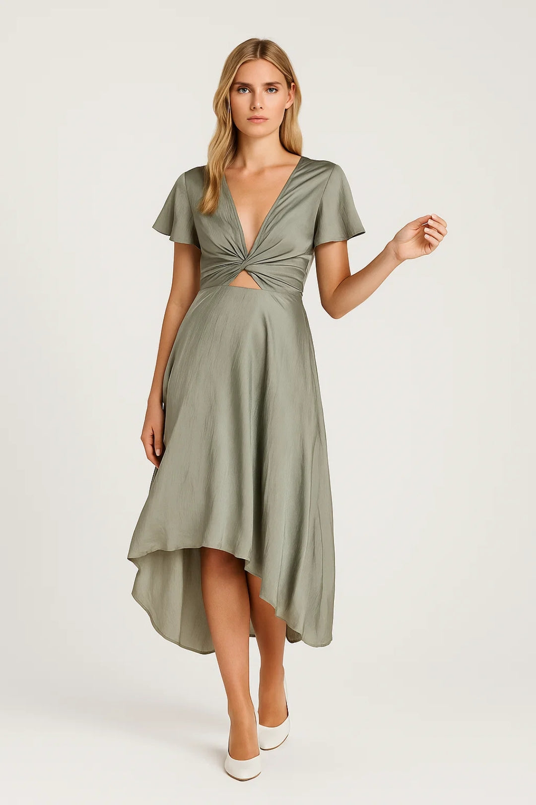 Women's Midi Wrap Dress – Fluid and Elegant Silhouette