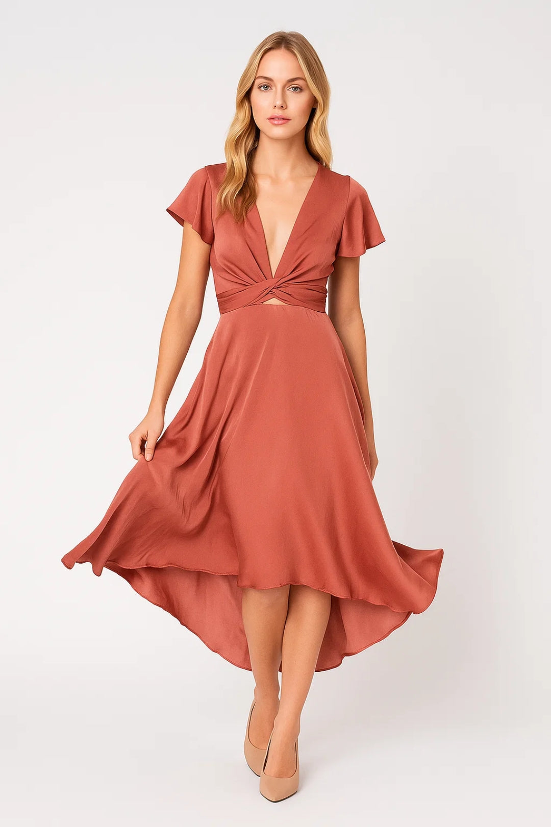 Women's Midi Wrap Dress – Fluid and Elegant Silhouette