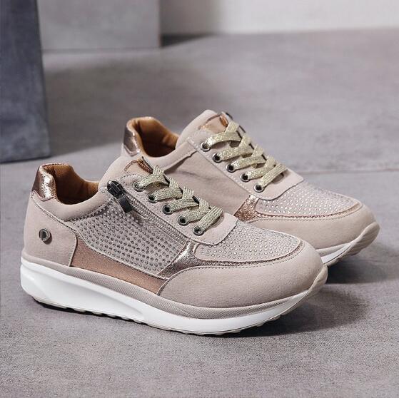 Women's Platform Trainers – Side Zip Fastening Low Heel