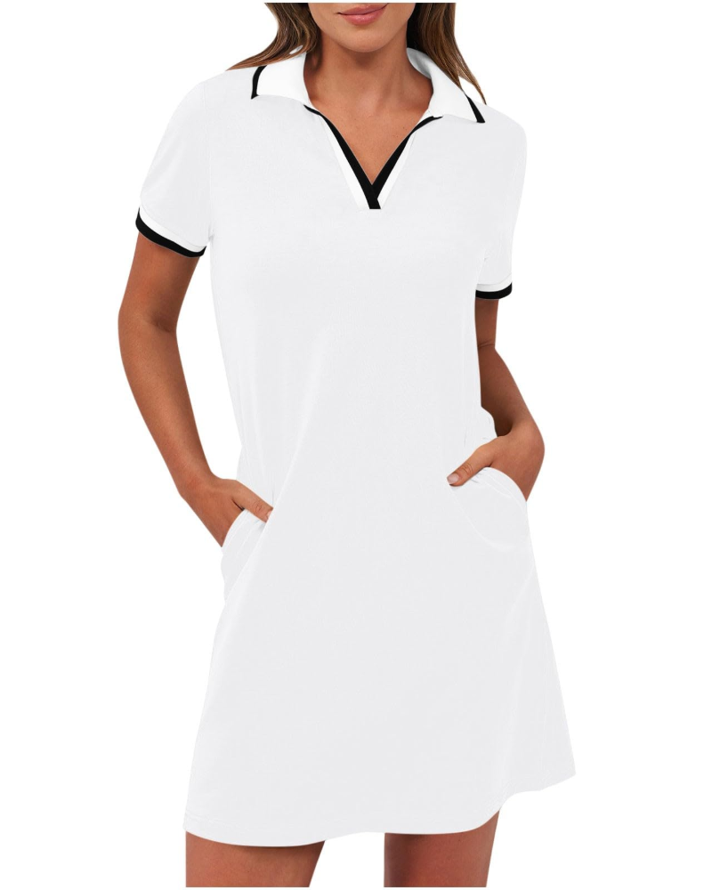 Women's Polo Dress – Casual Sport-Chic Fit with Pockets