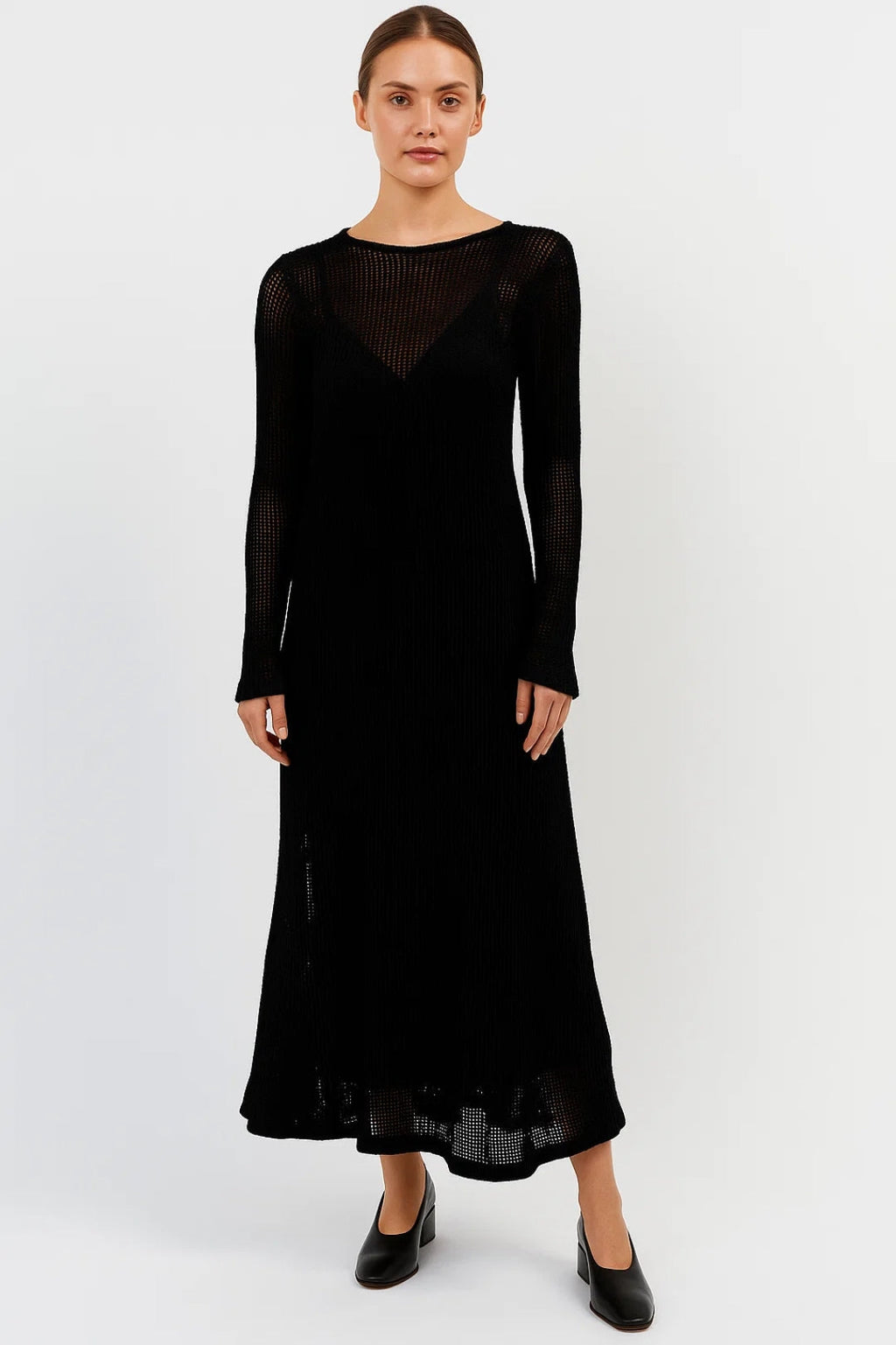Women's Long Cotton Dress – Elegant Long Knit Sleeves