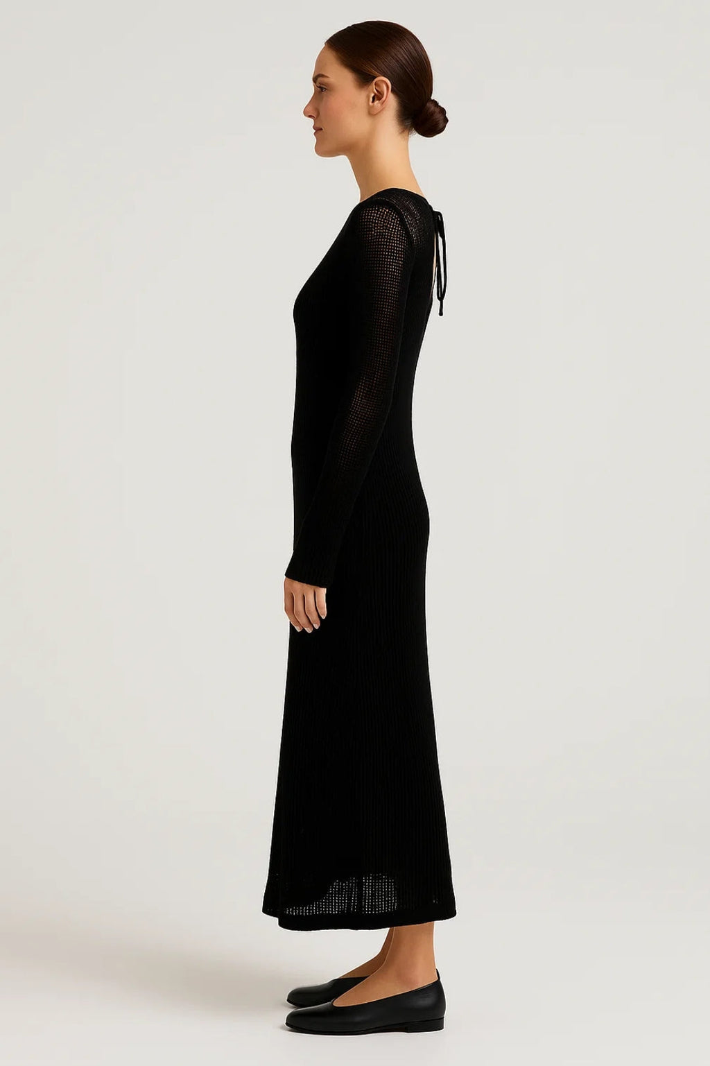 Women's Long Cotton Dress – Elegant Long Knit Sleeves
