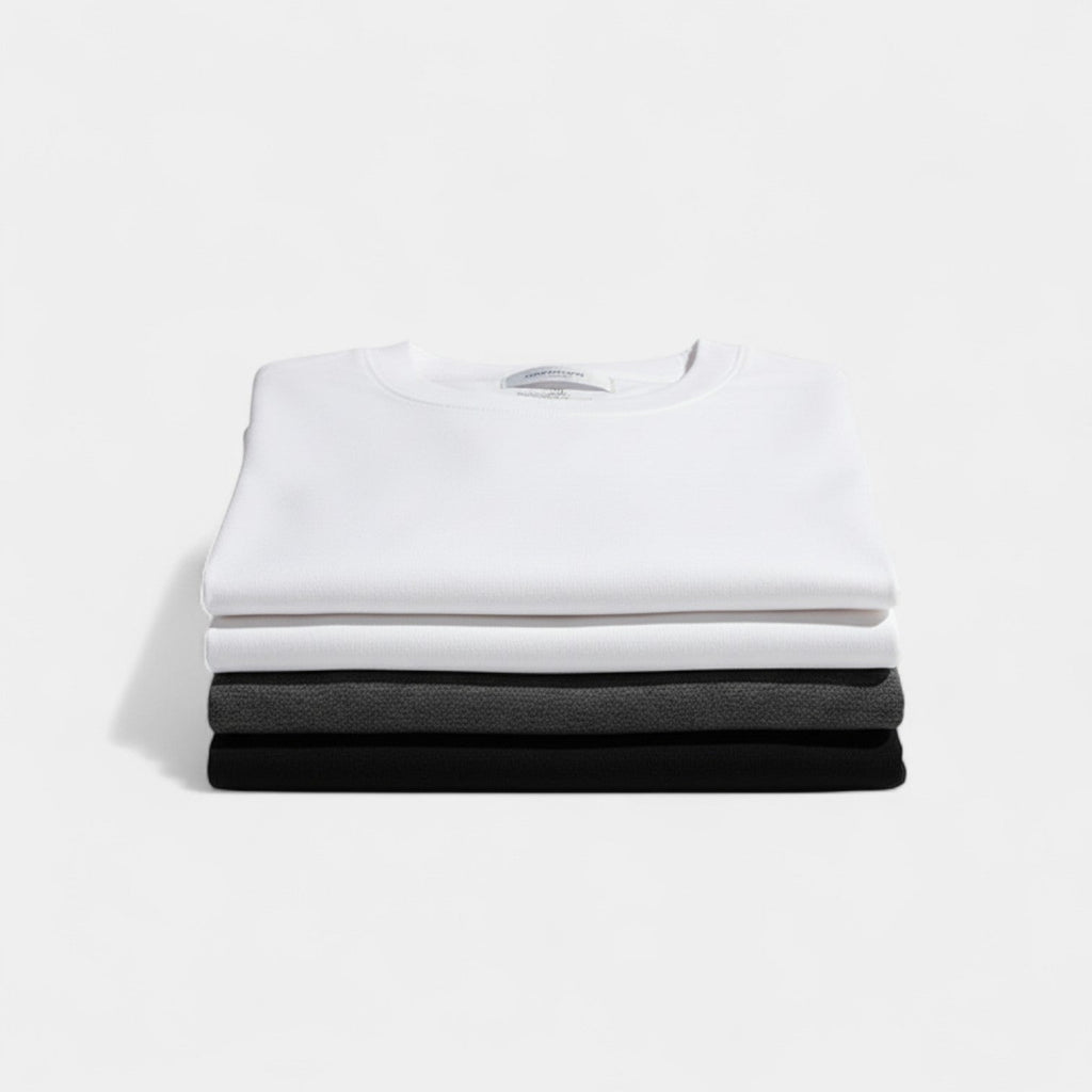 Set of 3 men's round neck thick cotton T-shirts – refined, durable, everyday essentials