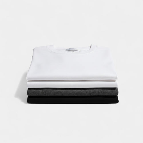Set of 3 men's round neck thick cotton T-shirts – refined, durable, everyday essentials