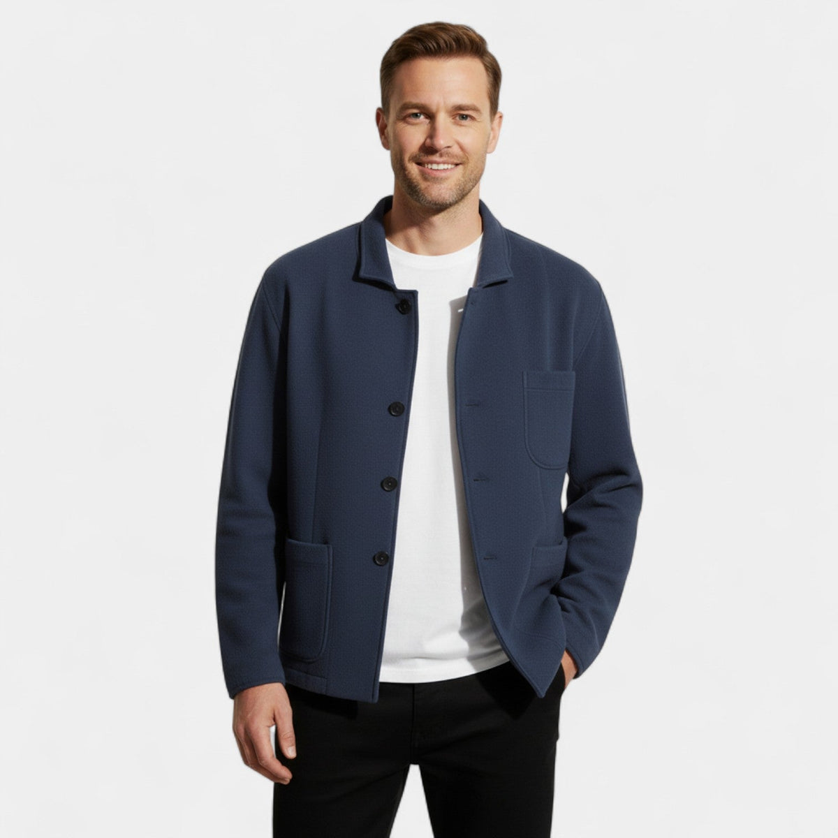 Men's Solid Technical Fabric Blazer – Modern Lapel Fit