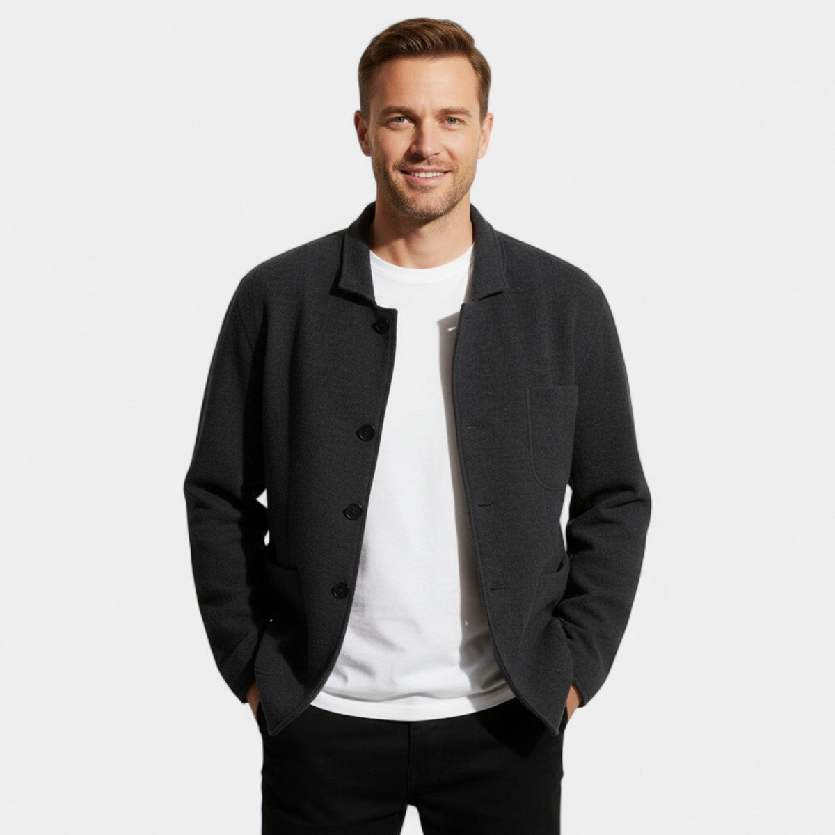 Men's Solid Technical Fabric Blazer – Modern Lapel Fit