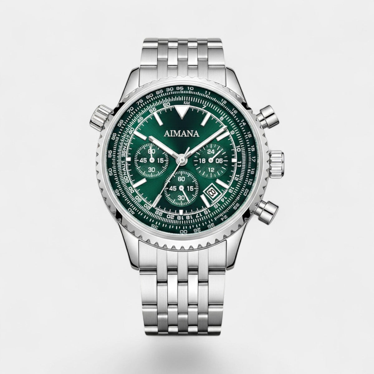 Men's Stainless Steel Chronograph Watch – Six-Hand Quartz Movement