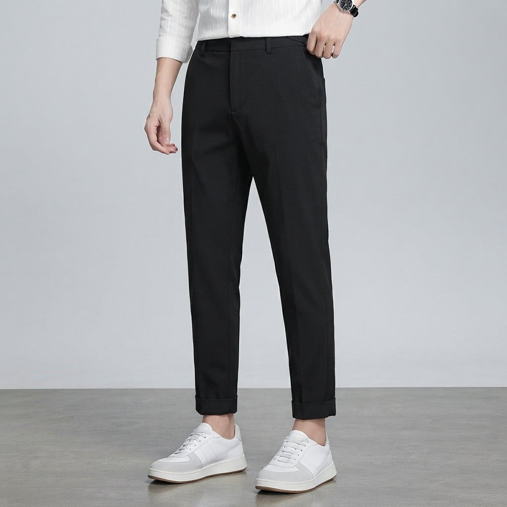 Men's High-Waisted Trousers - Relaxed Slim Fit