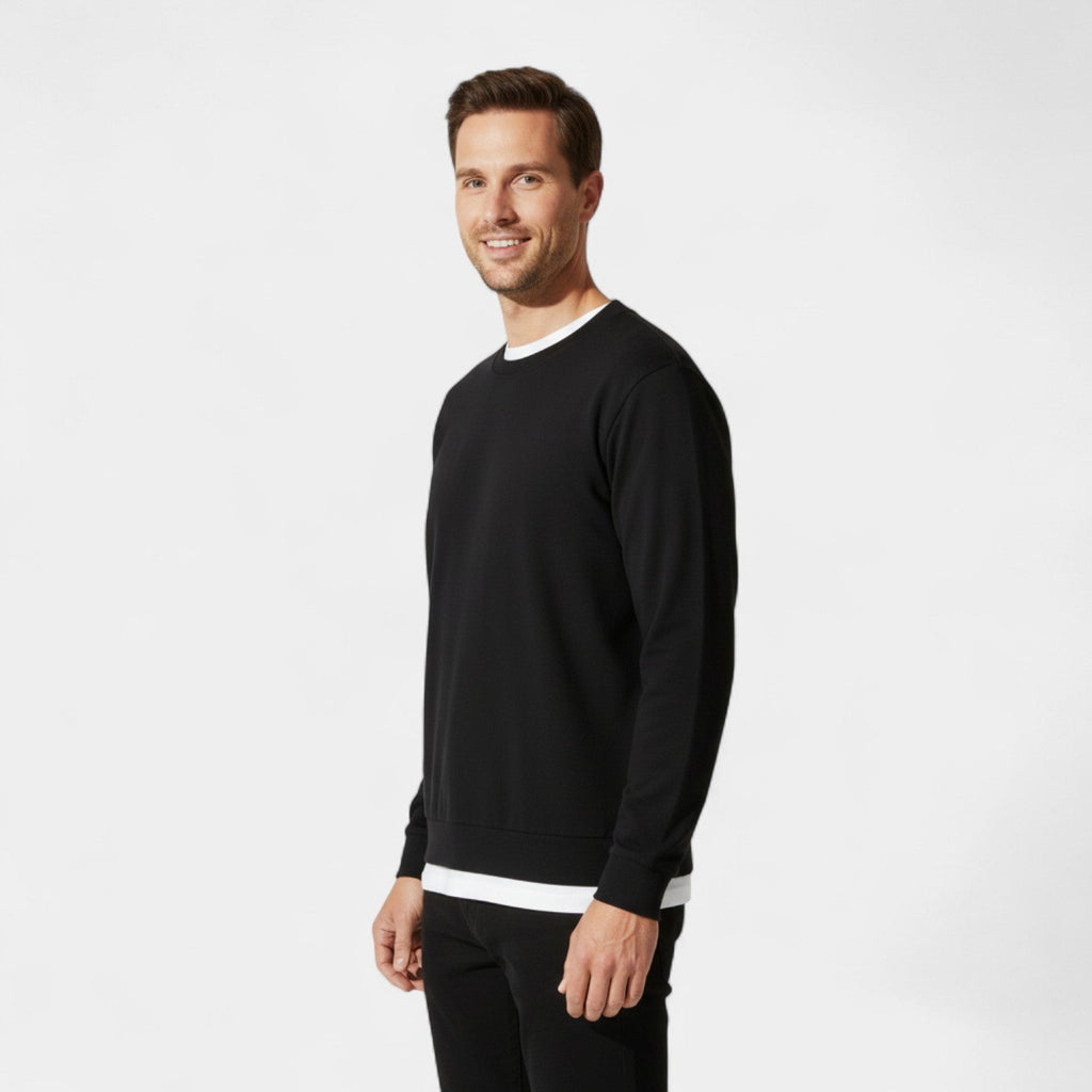 Set of 3 men's cotton crew neck sweaters – loose fit, refined, everyday essentials