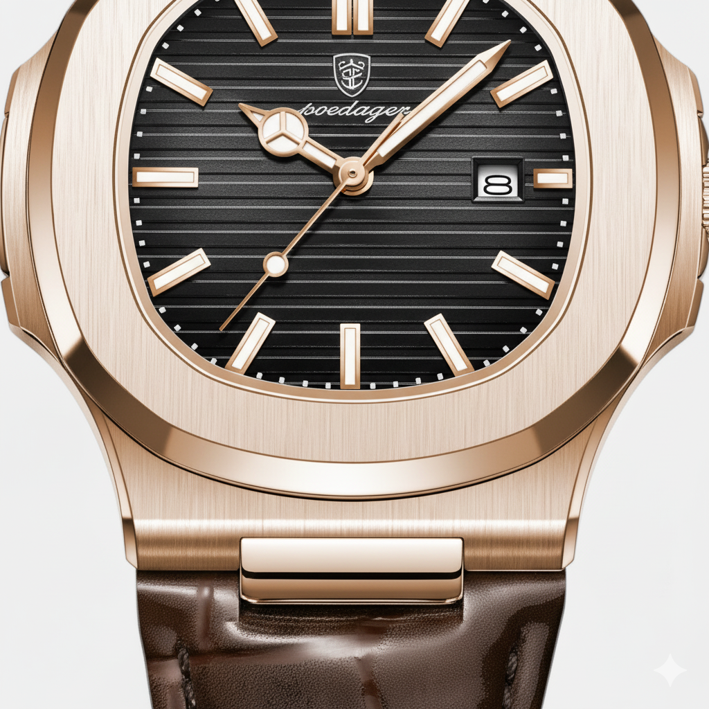 Men's Watch Leather Strap – Luminous and Waterproof Quartz 40 mm
