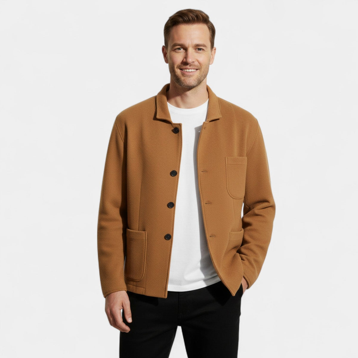 Men's Solid Technical Fabric Blazer – Modern Lapel Fit