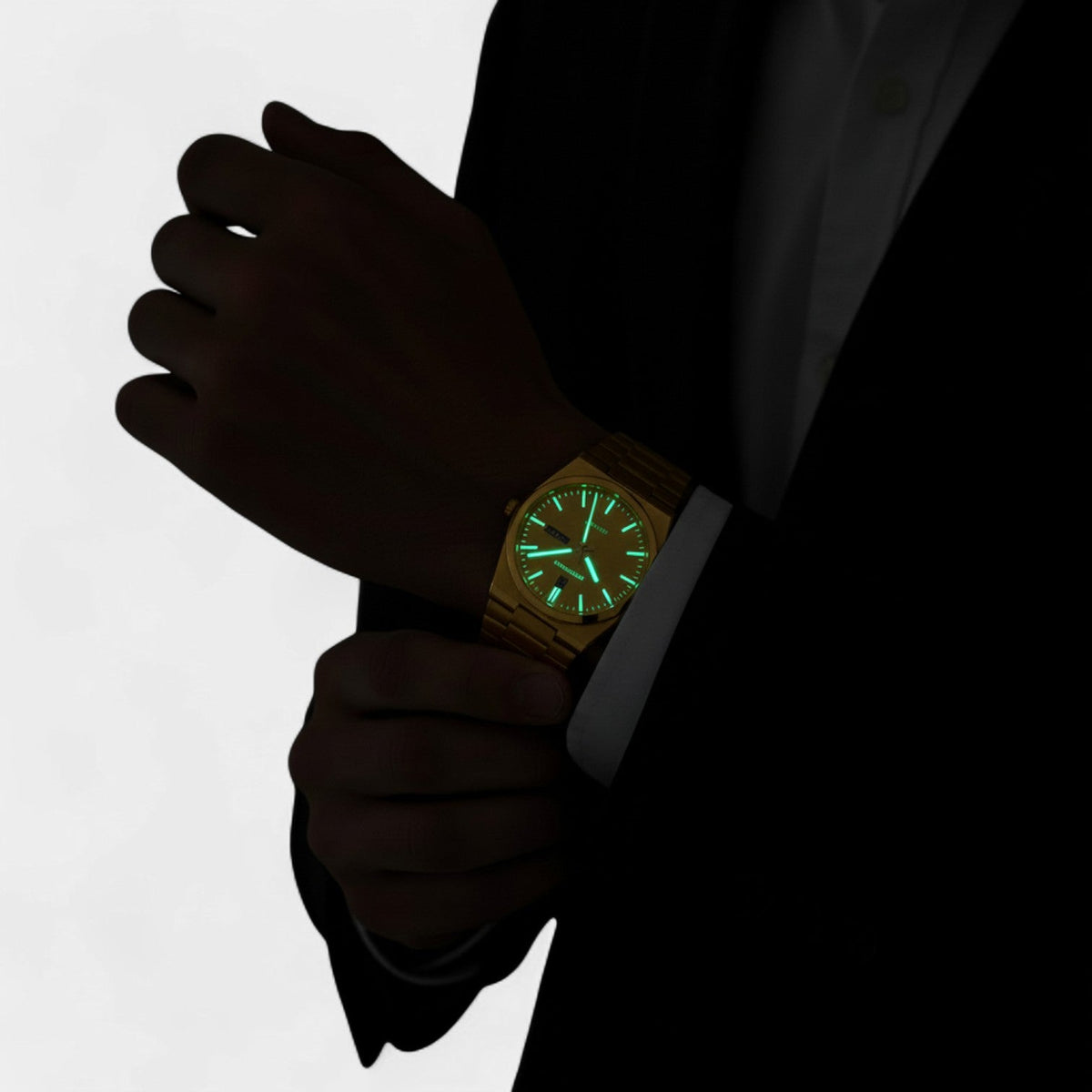 Men's Gold Stainless Steel Watch – Ultra Thin Luminous and Waterproof 41 mm