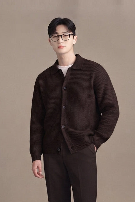 Men's Chunky-Knit Vest – Modern Loose-Fit Cardigan