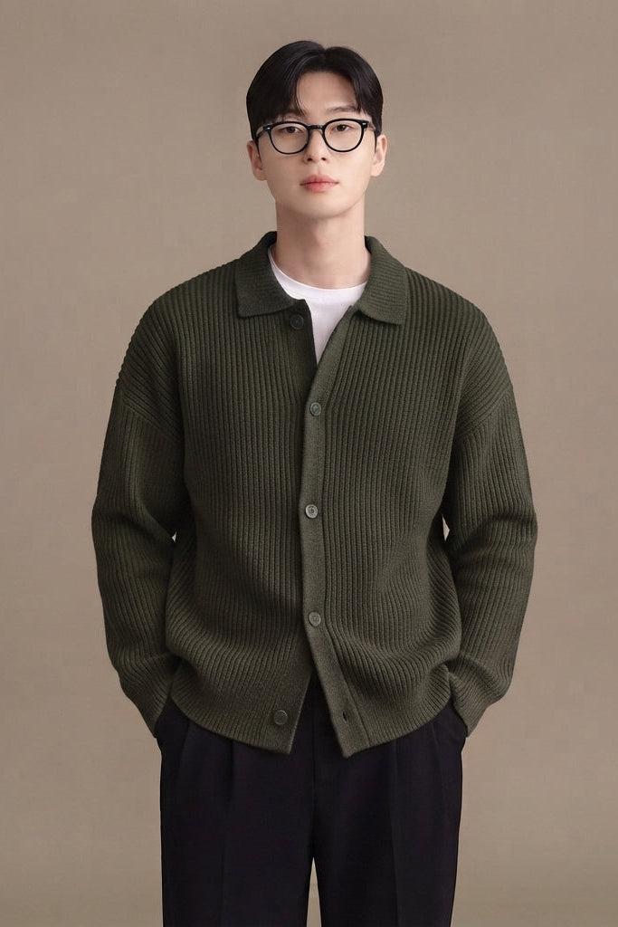 Men's Chunky-Knit Vest – Modern Loose-Fit Cardigan