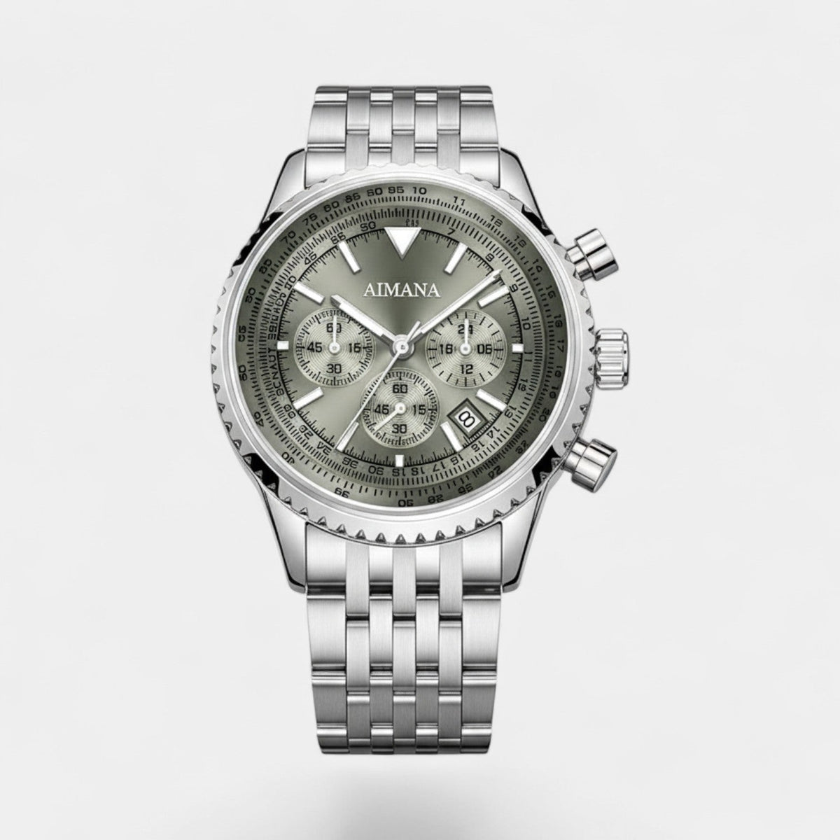 Men's Stainless Steel Chronograph Watch – Six-Hand Quartz Movement