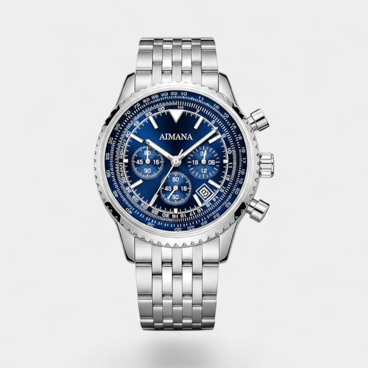 Men's Stainless Steel Chronograph Watch – Six-Hand Quartz Movement