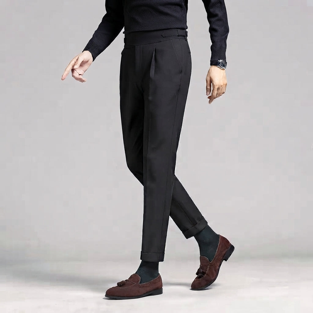 Men's High-Waisted Trousers - Relaxed Slim Fit