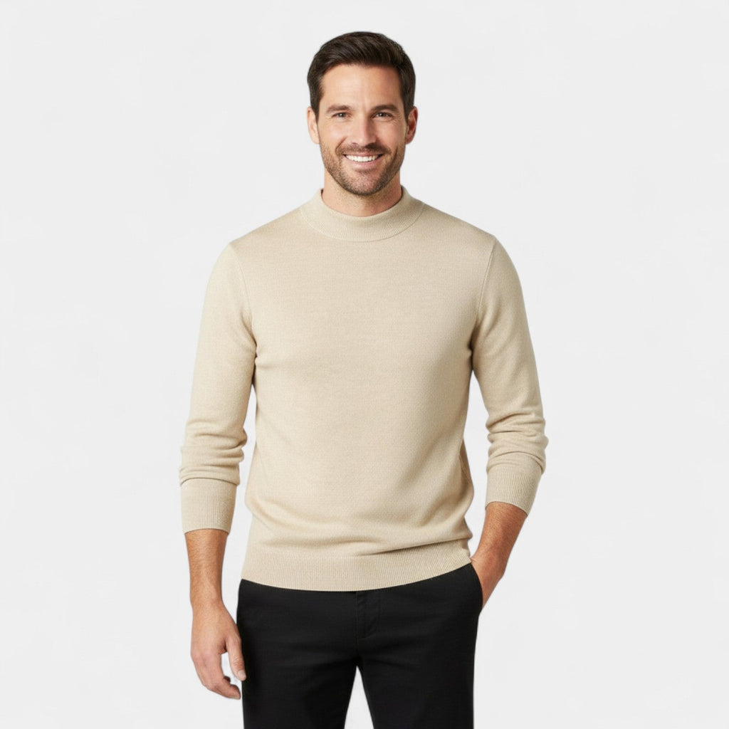 Men's Semi-High Round Collar Sweater – Minimalist and Luxurious Fit
