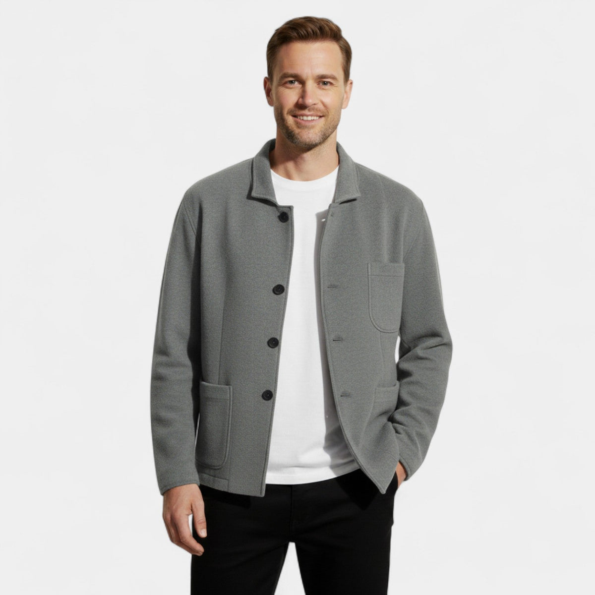 Men's Solid Technical Fabric Blazer – Modern Lapel Fit