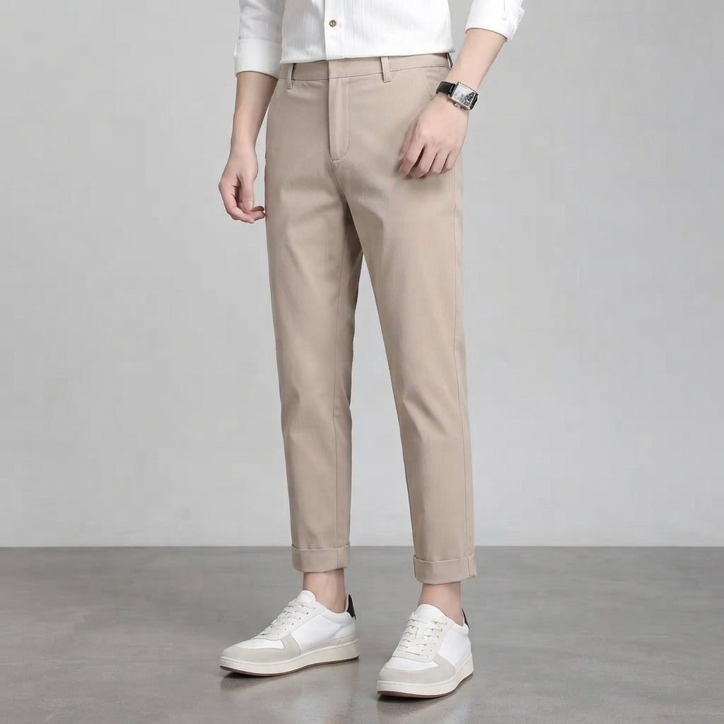Men's High-Waisted Trousers - Relaxed Slim Fit