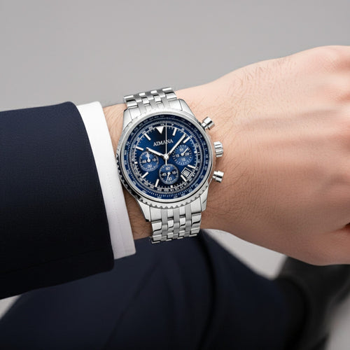 Men's Stainless Steel Chronograph Watch – Six-Hand Quartz Movement