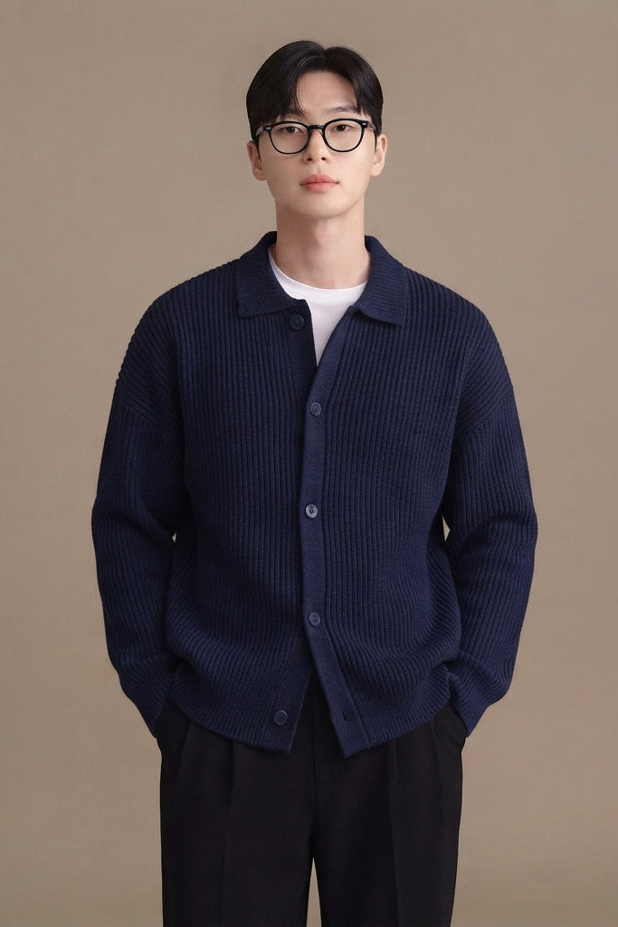 Men's Chunky-Knit Vest – Modern Loose-Fit Cardigan