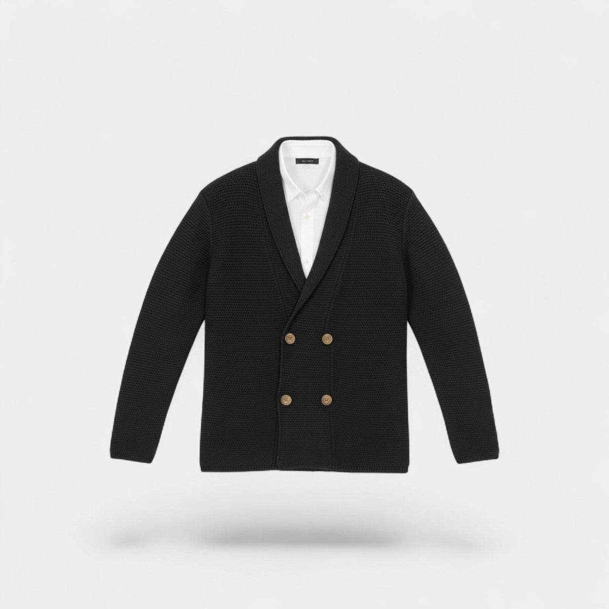 Men's Double-Breasted Knit Cardigan – Tailored Fit with Lapel Collar