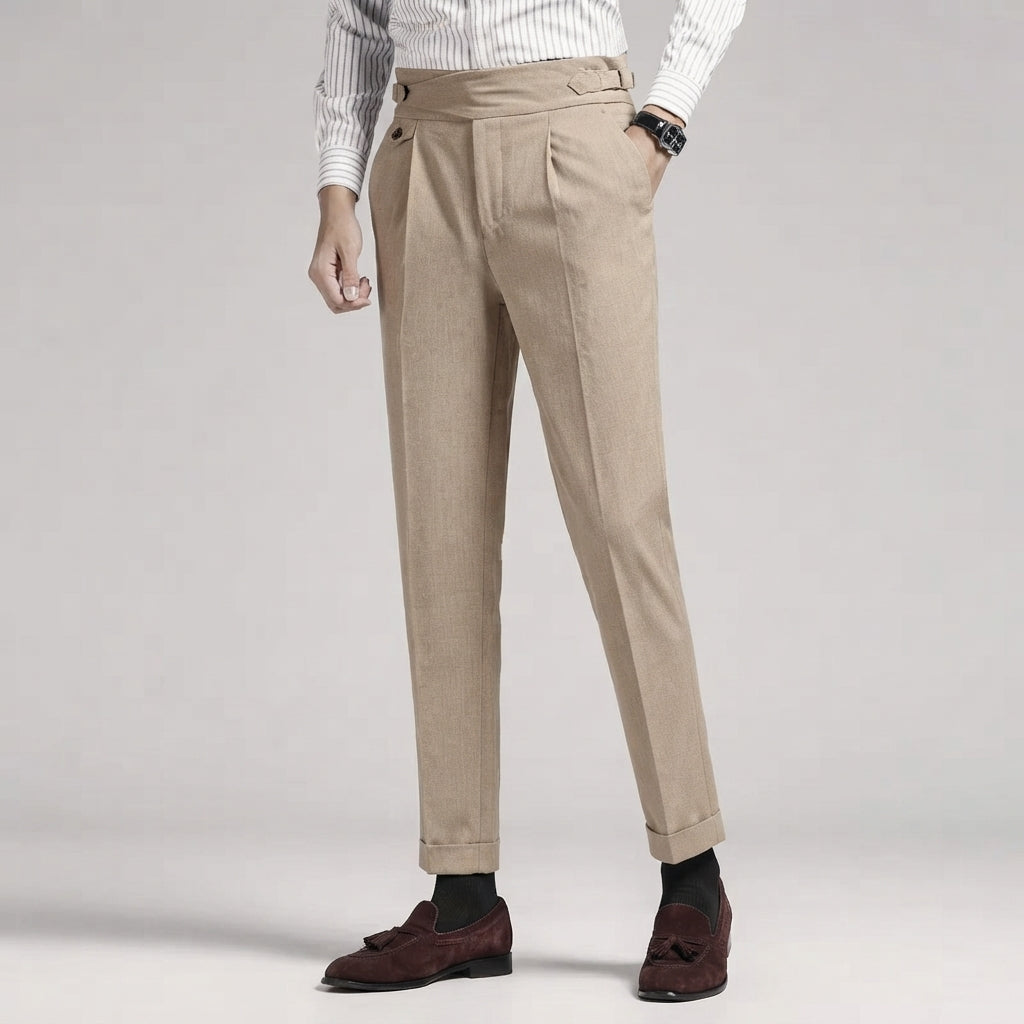 Men's High-Waisted Trousers - Relaxed Slim Fit