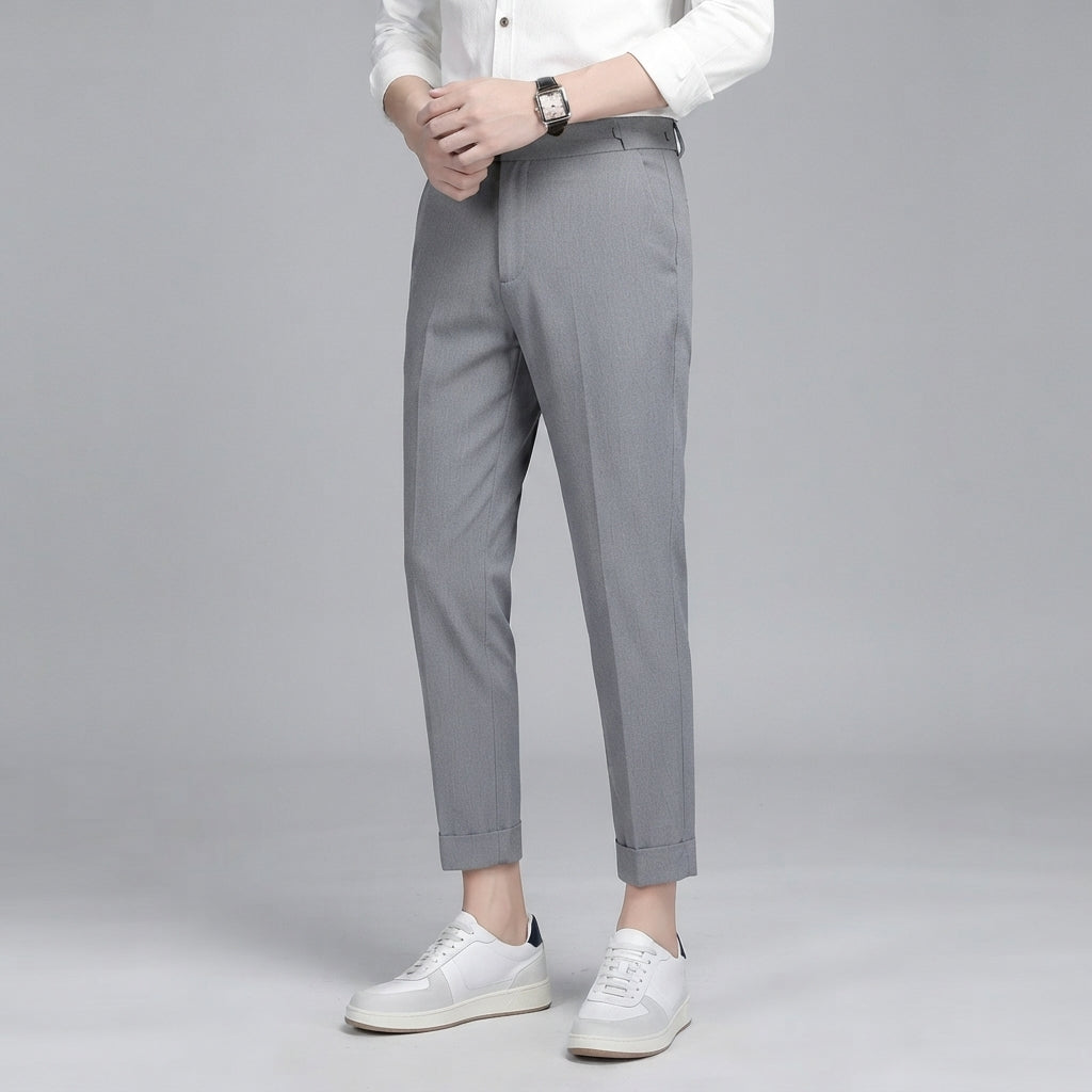 Men's High-Waisted Trousers - Relaxed Slim Fit