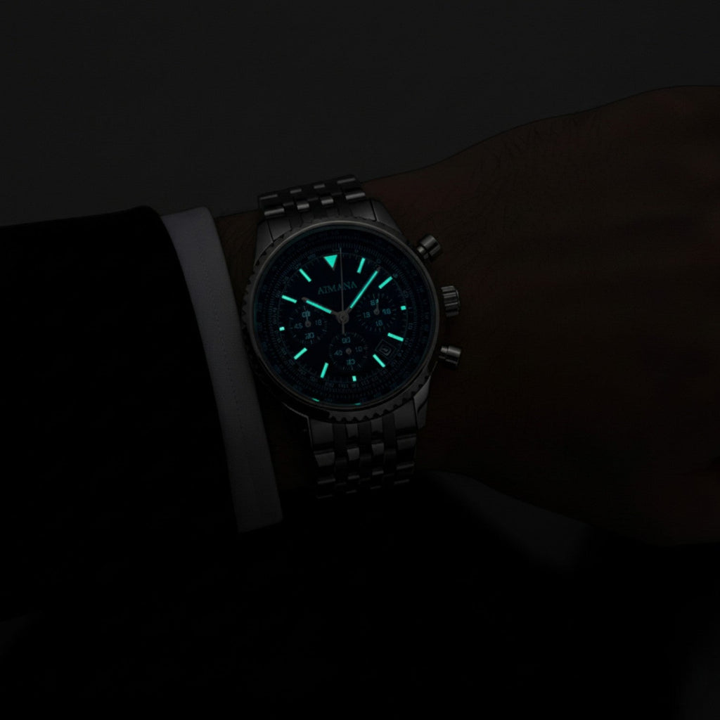 Men's Stainless Steel Chronograph Watch – Six-Hand Quartz Movement