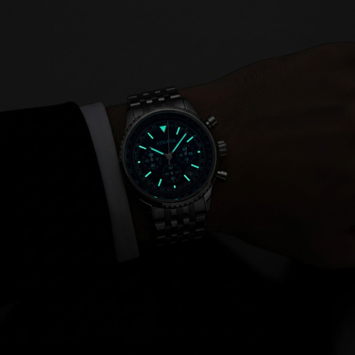 Men's Stainless Steel Chronograph Watch – Six-Hand Quartz Movement