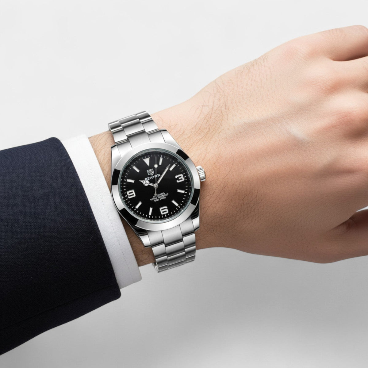 Men's Stainless Steel Analog Watch – Luminous Hands