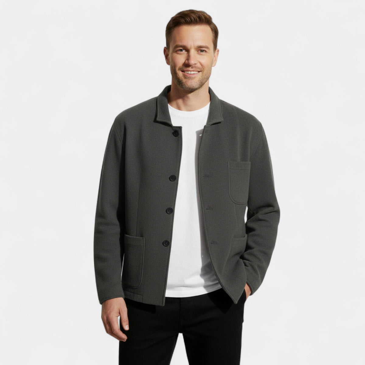 Men's Solid Technical Fabric Blazer – Modern Lapel Fit