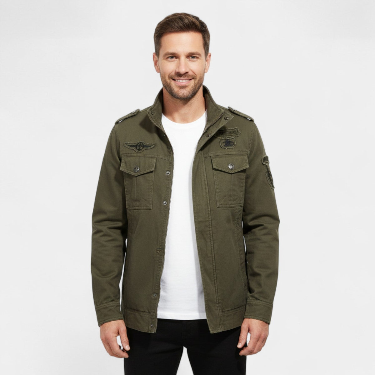 Men's cargo jacket in military-style cotton – sturdy, refined, everyday silhouette