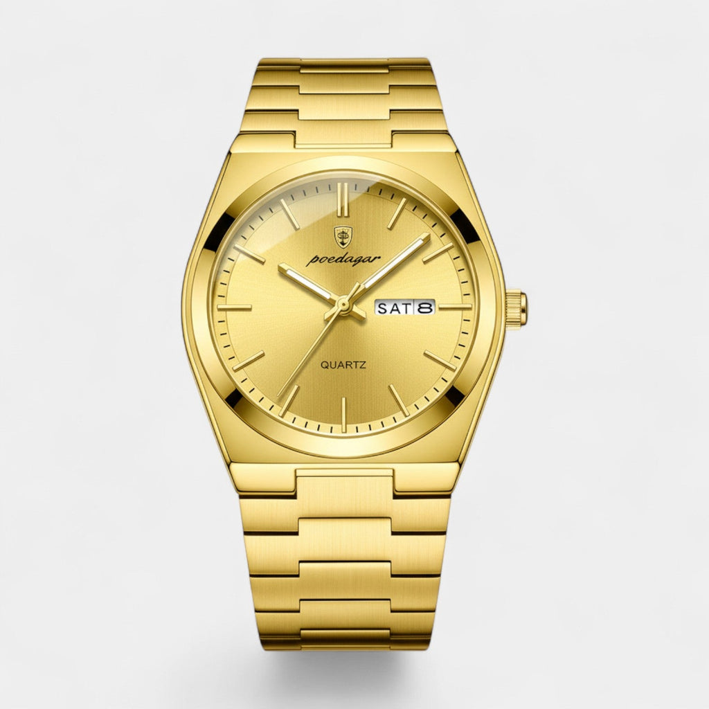 Men's Gold Stainless Steel Watch – Ultra Thin Luminous and Waterproof 41 mm