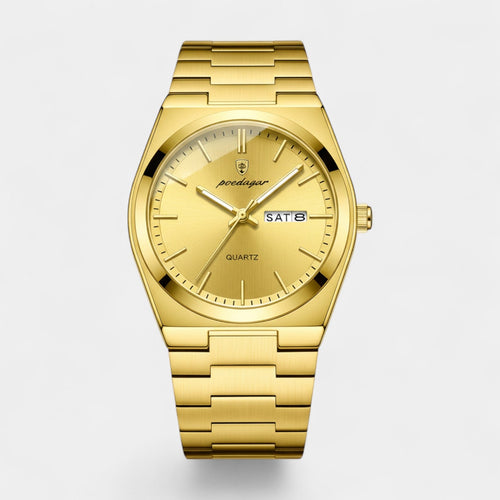 Men's Gold Stainless Steel Watch – Ultra Thin Luminous and Waterproof 41 mm