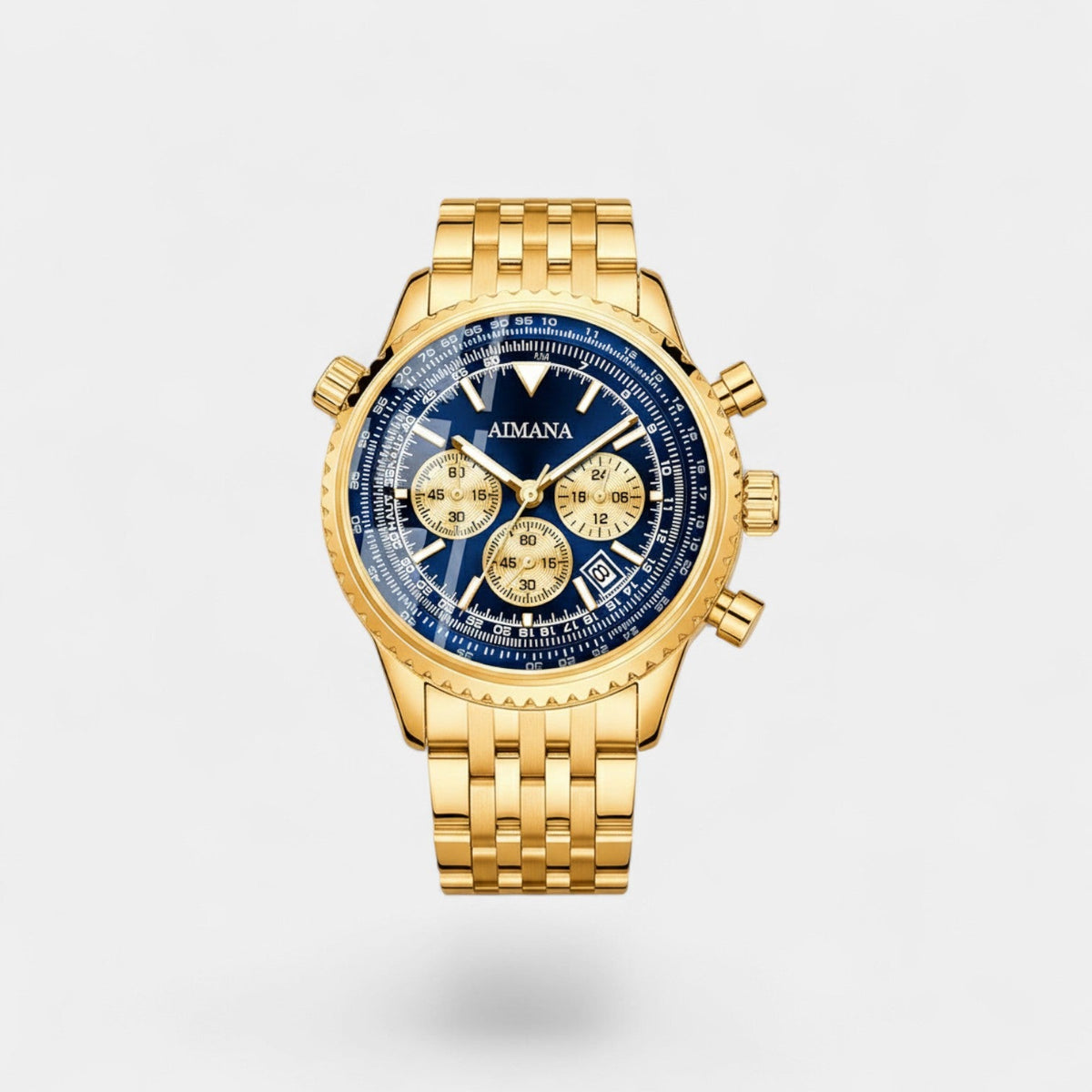 Calder Mayne | Men's Gold Stainless Steel Watch – Luminous and Waterproof Quartz 43 mm