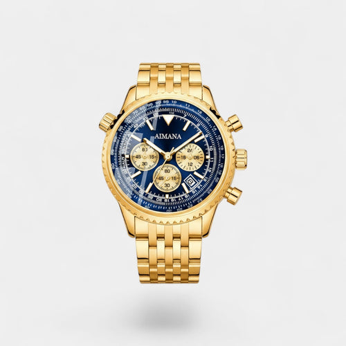Calder Mayne | Men's Gold Stainless Steel Watch – Luminous and Waterproof Quartz 43 mm