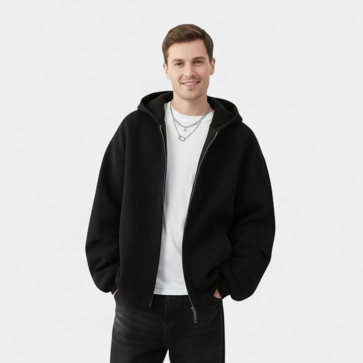 Men's Hoodie Cardigan – Double Zip Modern Fit