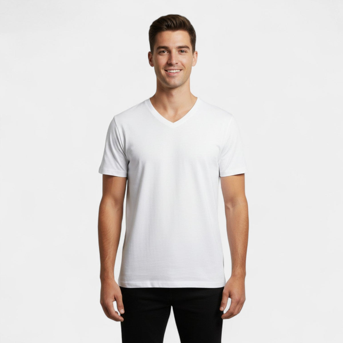 Men's V-neck cotton T-shirt 3-pack – comfortable slim fit