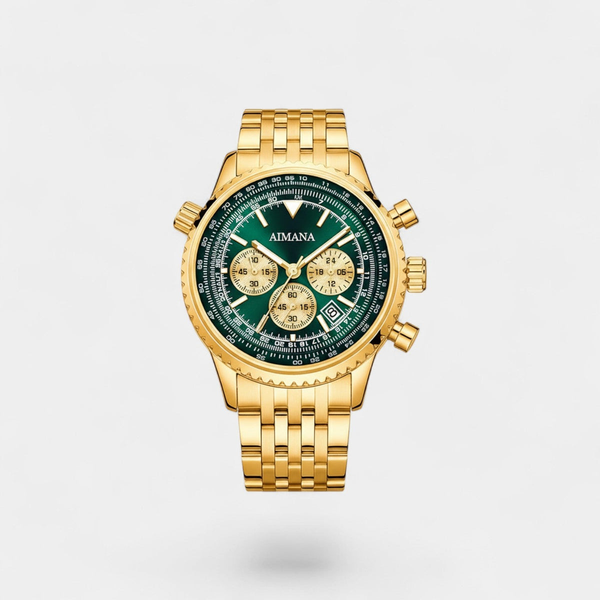 Calder Mayne | Men's Gold Stainless Steel Watch – Luminous and Waterproof Quartz 43 mm