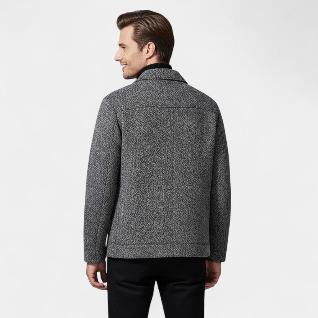 Men's Wool Coat with High Collar – Modern Tailored Elegance